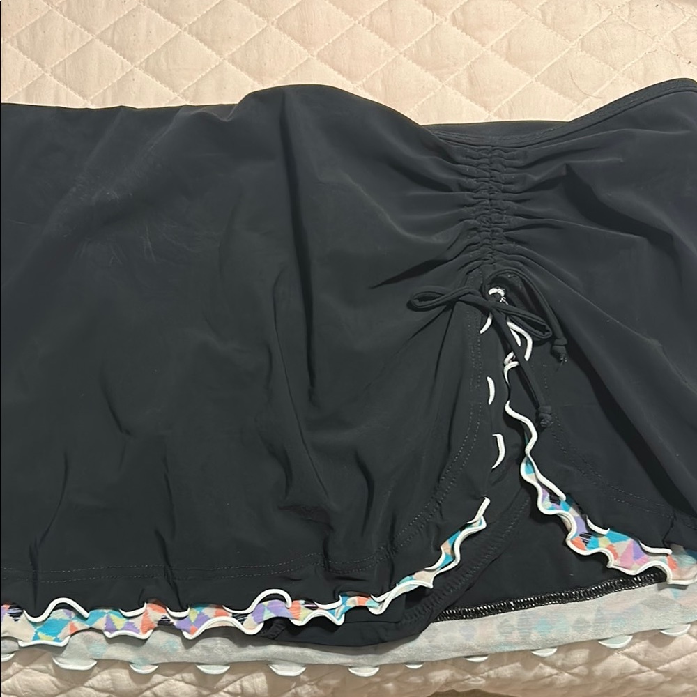 Profile By Gottex Black Swim Skirt with Multicolor Trim